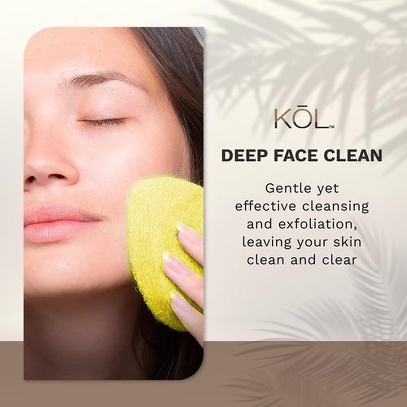 KOL Face Scrubber, Lemon Infused Exfoliating Facial Cleansing Pads, Disposable Exfoliator Face Sponge for Daily Face Cleaning and Makeup Removal, 6 Count