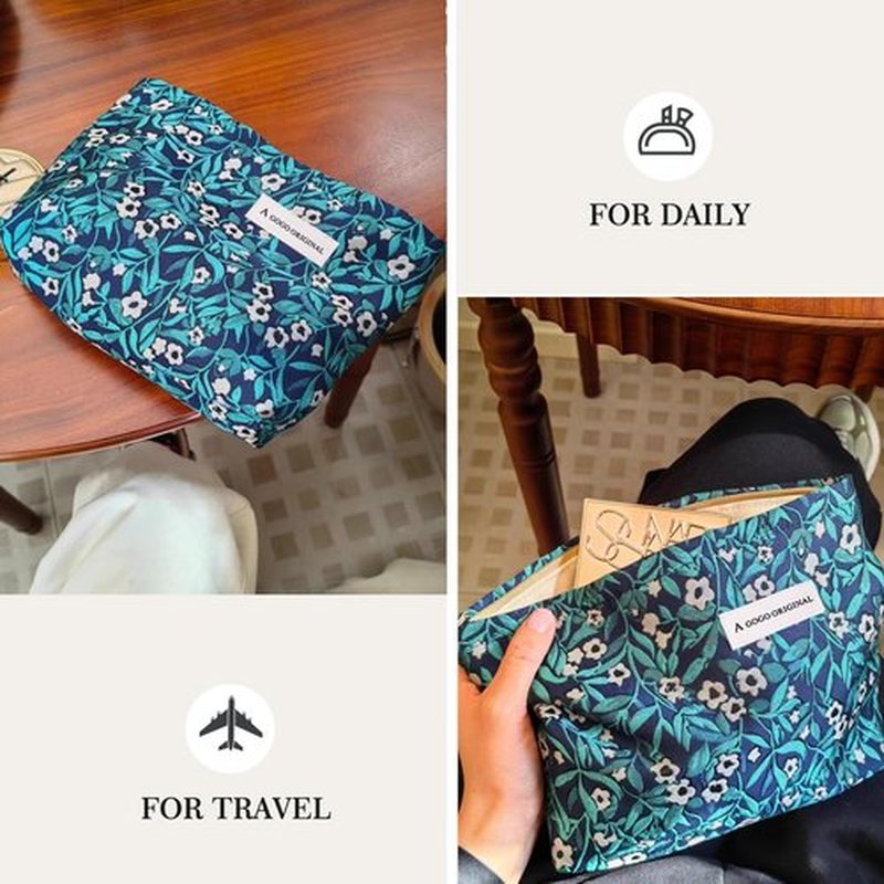 STARDW Flower Cosmetic Bags Makeup Bags for Women and Girls,Travel Makeup Bag Large Capacity Canvas Makeup Bag,Makeup Organizer Bag Zipper Pouch (Vine Plants)