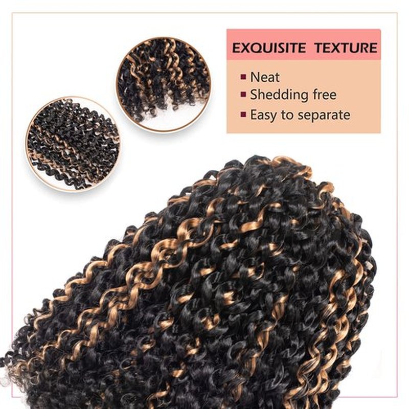 Pelokaa Passion Twist Hair - 10 Inch 7packs Black Mix Blonde Water Wave Crochet Braids Synthetic Braiding Hair Extensions (10 Inch 7Packs, P27)