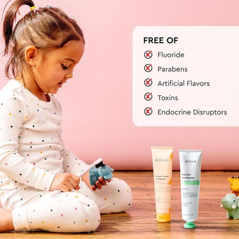Boka Fluoride Free Toothpaste - Nano Hydroxyapatite, Remineralizing & Whitening - Dentist Recommended for Adult, Kids - Ela Mint, Orange Cream Natural Flavor, 4oz 2Pk - US Manufactured