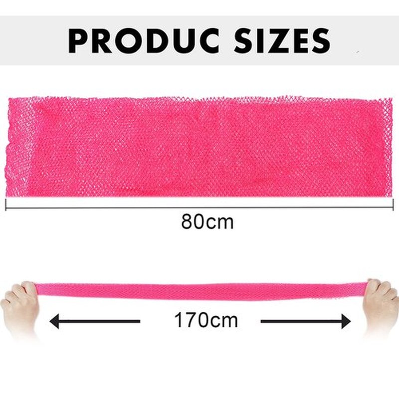 African Net Long Bath Net Sponge,JASSINS African Bathing Body Exfoliating Net Shower Body/ Back Scrubber Skin Smoother,Stretch Length to 66 INCH (Pink)