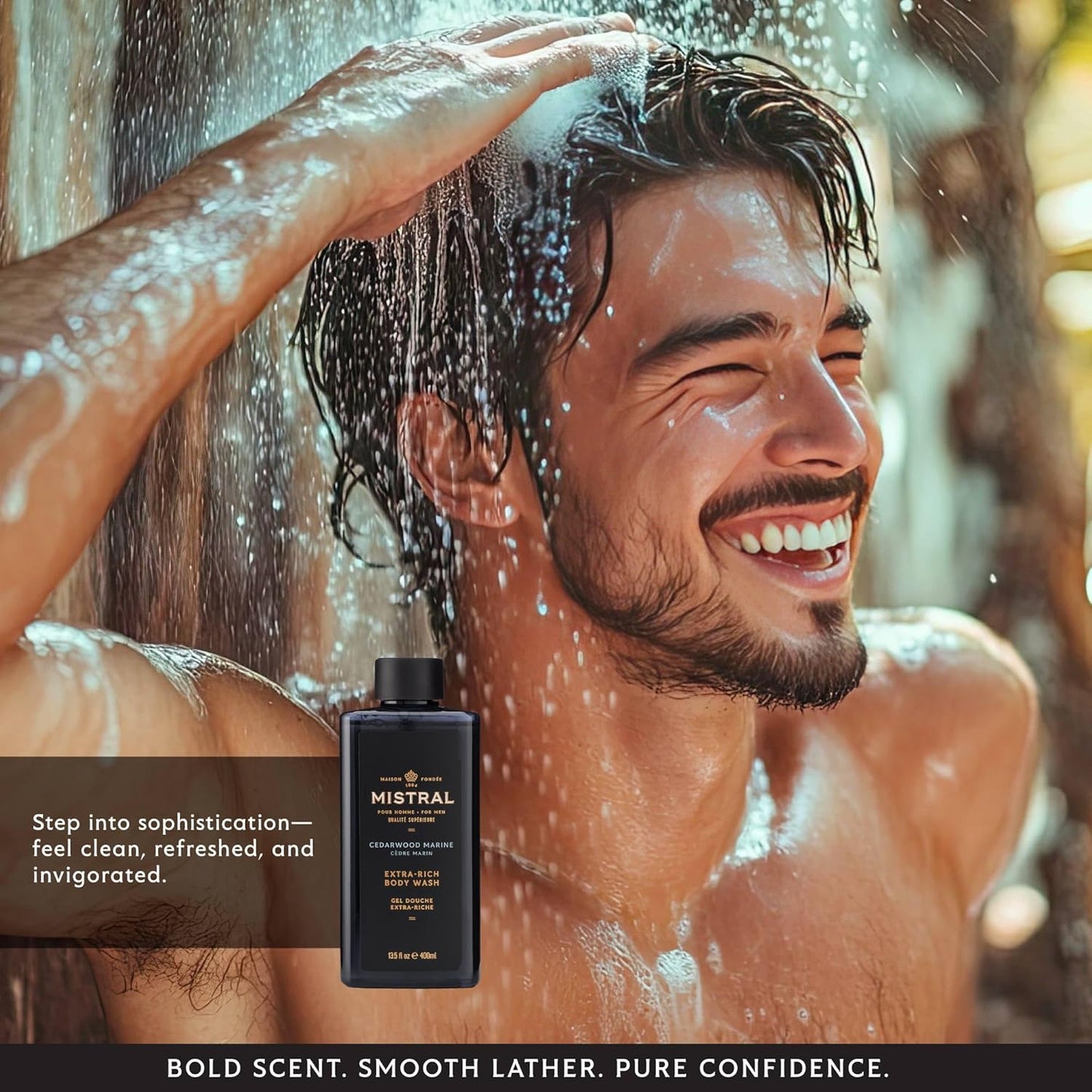 Men's 2-in-1 Body Wash & Shampoo - Black Amber, 13.5 oz | Natural, SLS & Paraben Free