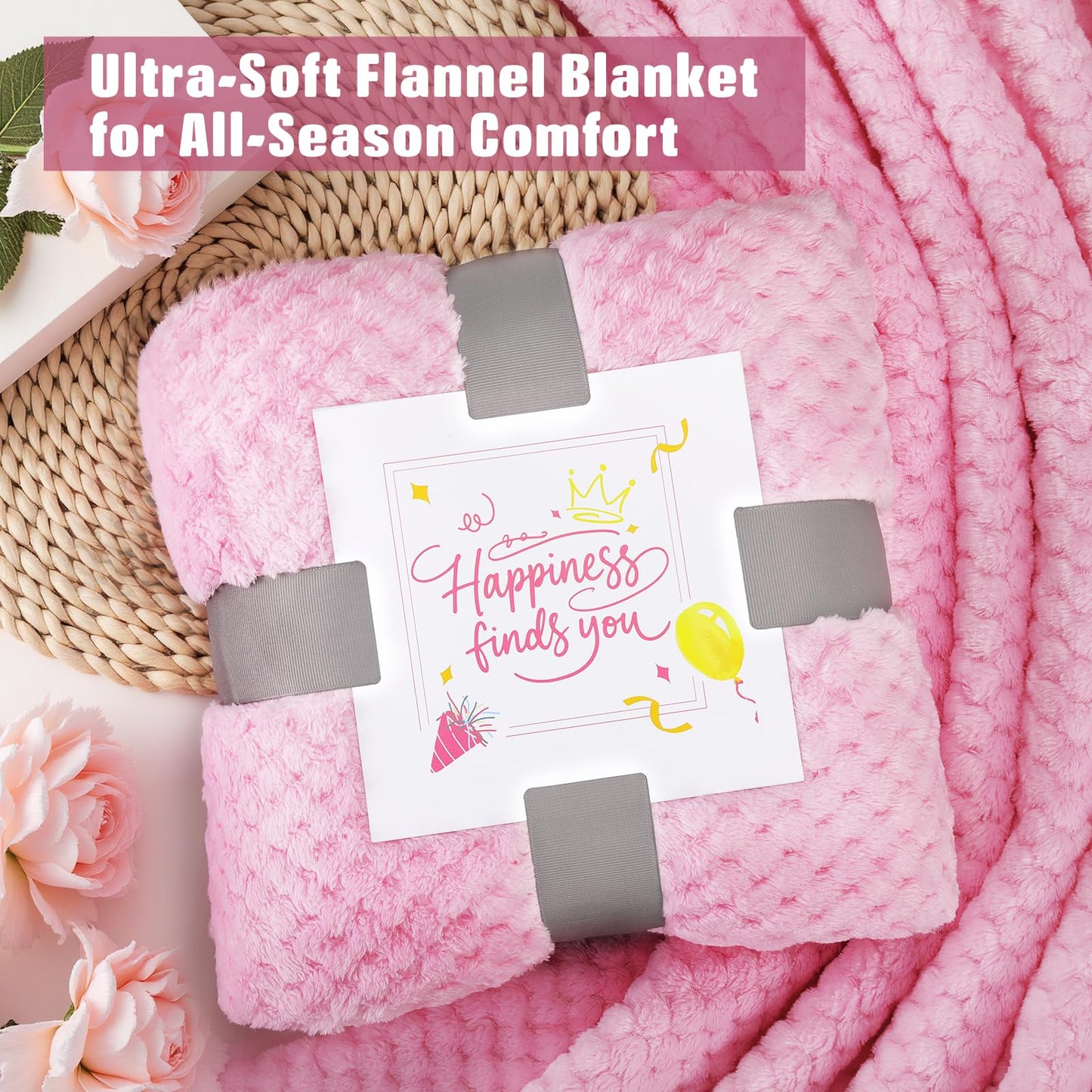 Gift Basket for Mother Wife Sister Her Friends, Luxury Self Care Spa Set with Blanket, Thank You Get Well Soon Box for Mother's Day