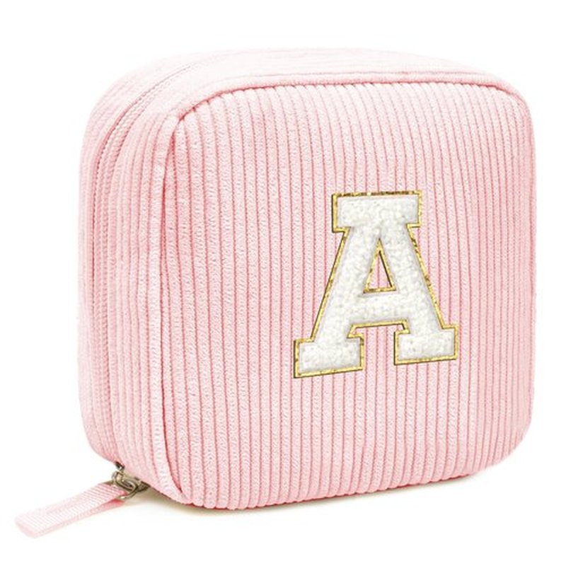 Gifts for Women Girls - Personalized Birthday Gifts for Women, Gifts for Women Mom Daughter Teacher Wife Grandmother, Monogram Initial Pink Cute Makeup Bag Pouch for Women Teen Girls (Letter A, Pink)