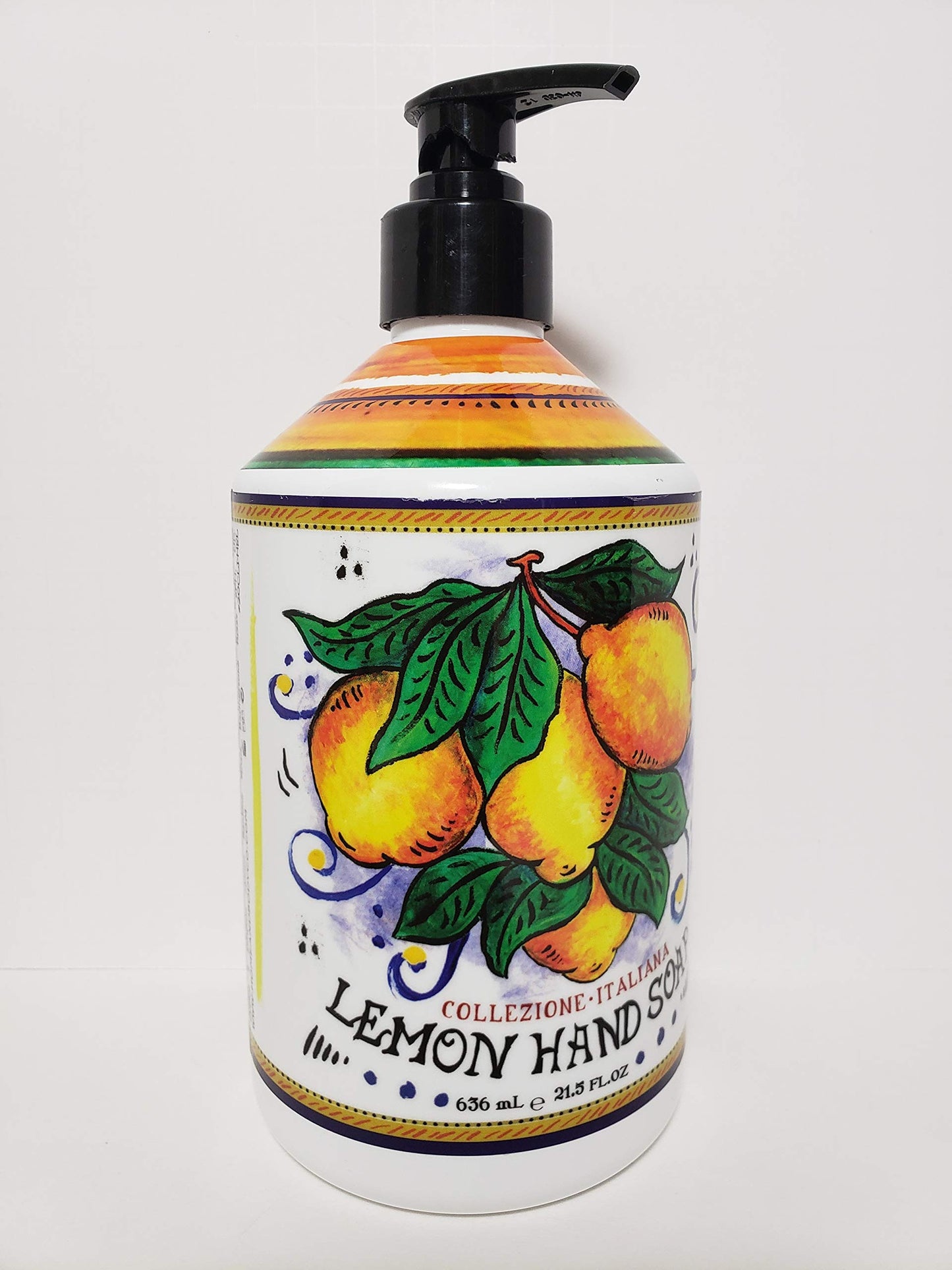 Deruta Collezione Italiana Lemon Hand Soap - Perfect Kitchen Decor Antibacterial Soap - Liquid Hand Soap with Italian Soap Dispenser - Bathroom or Kitchen 21.5 Fl. Oz