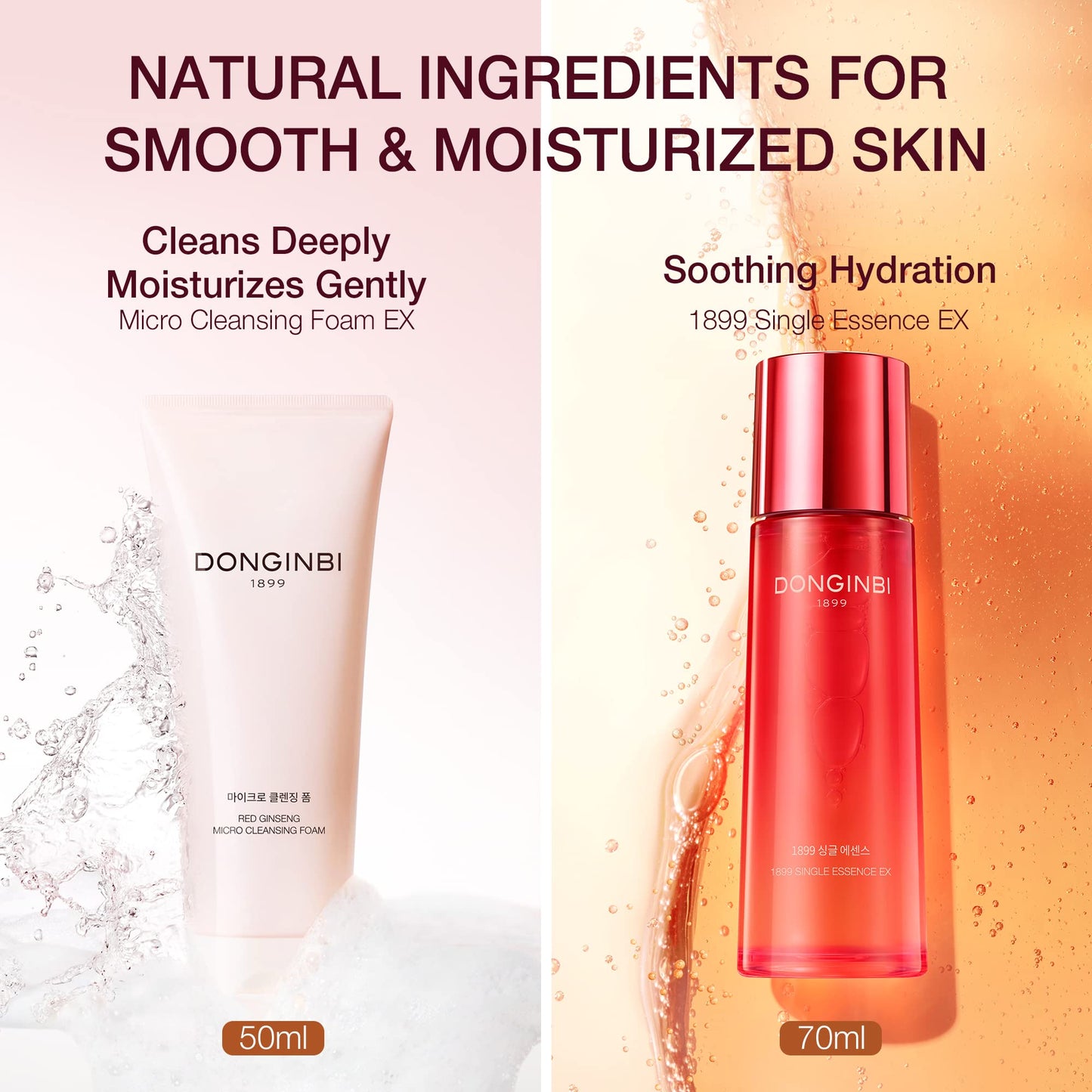 Donginbi Red Ginseng 1899 Single Essence - Firming & Hydrating Serum with Hyaluronic Acid, Korean Red Ginseng Essence, Korean Skin Care Gifts for Women, 4.06 floz / 120ml