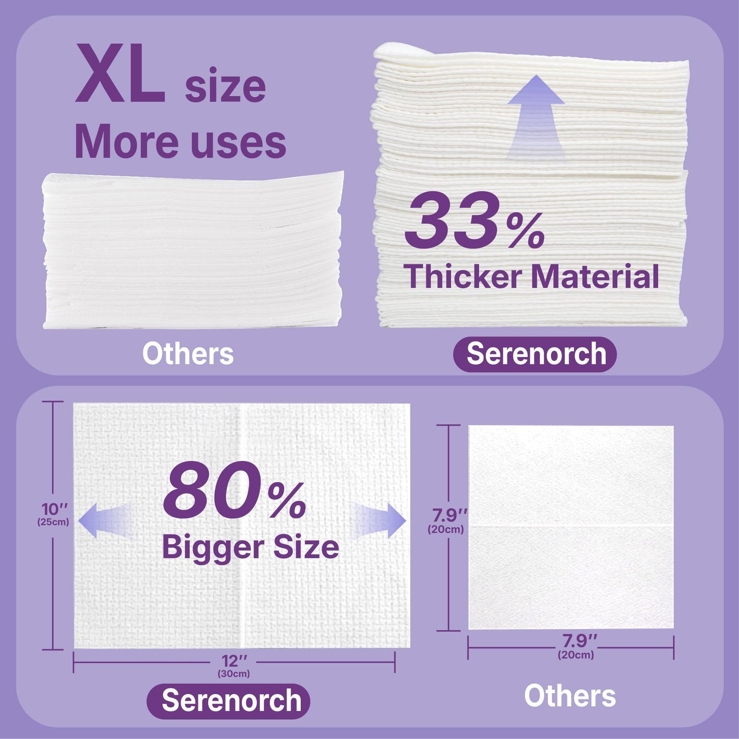 Serenorch Disposable Face Towels XL, 600 Count