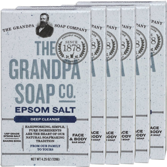 Epsom Salt & Baking Soda Soap - Natural Skin Relief | 3.25 Ounces, Pack of 6
