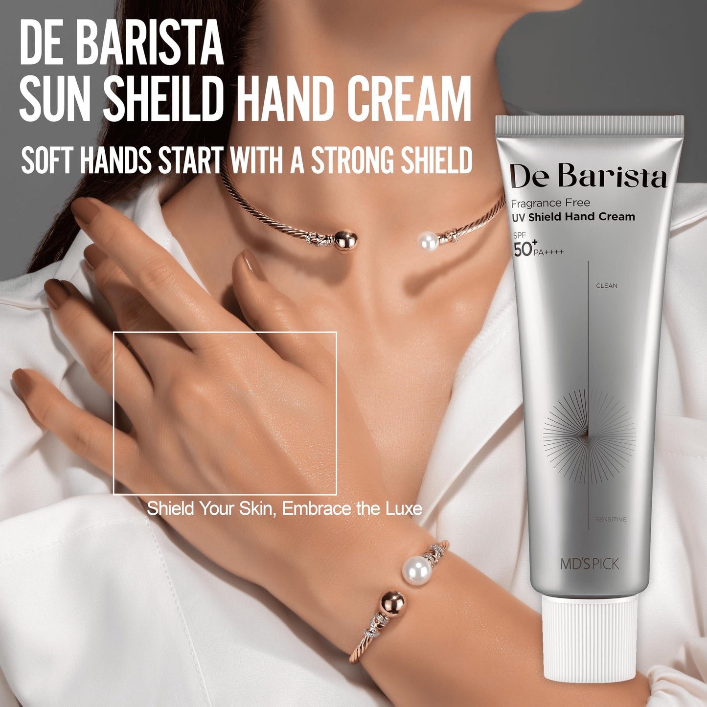 MD'S PICK De Barista Sun Shield Hand Cream SPF50+/PA++++ 50g - UV Protection, Fragrance-Free, Vegan, Lightweight Hand Moisturizer with Hydration