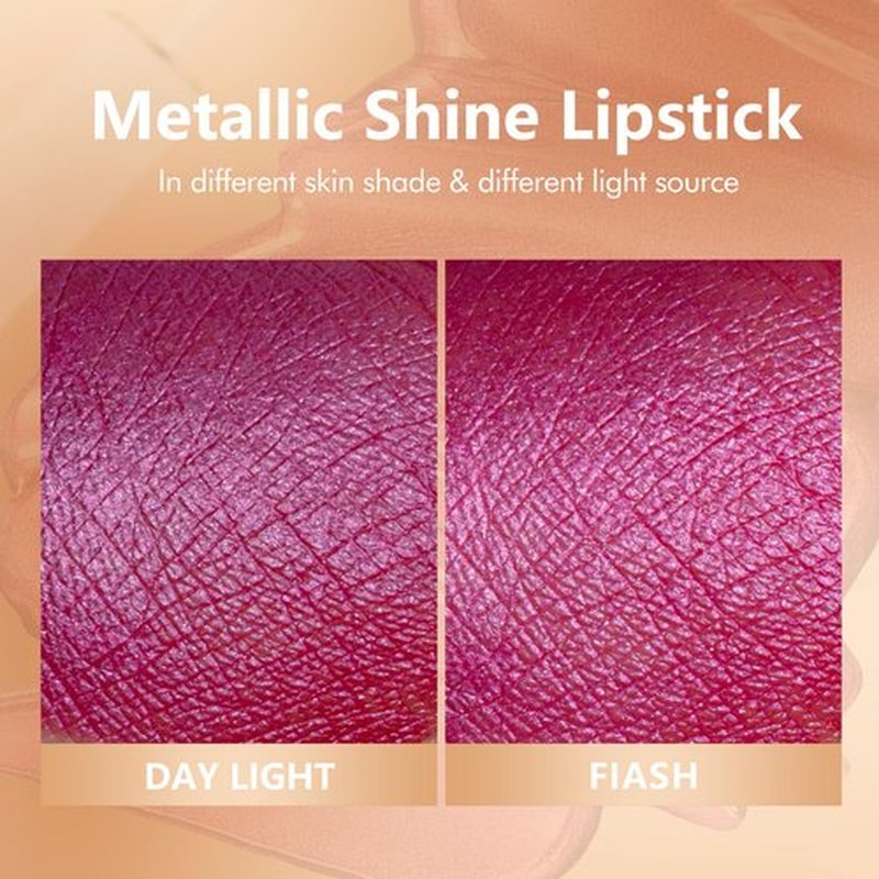 MAKI YIKA Metallic Lipstick Long Lasting Hot Pink Lipstick for Women, High Shine Red Lipstick No Smudge Transferproof Full-Coverage Lip Gloss (BR02 Metal Barbie)