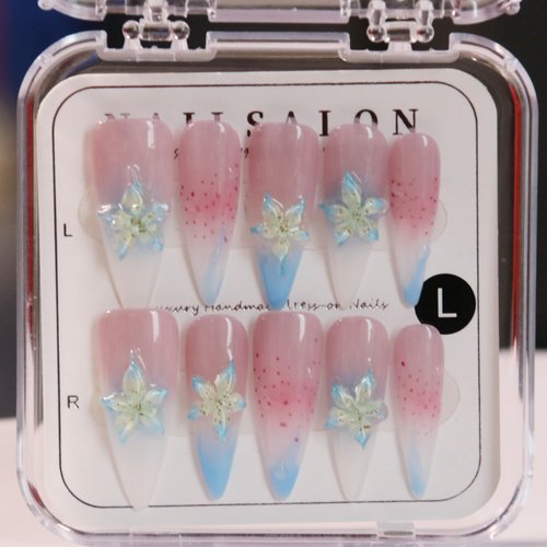 CAMILCY Handmade Nails Press on Almond Nail Pointed Green Gold Crystal Glitter Design Hand painted Reusable Gel UV Finished Pre shaped False Nails for Women 10pcs 3D Handmade Nails (A022, L)