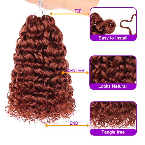 ZRQ Ginger GoGo Curl Crochet Hair 10 Inch 350 Short Beach Curl Crochet Hair For Women Water Wave Crochet hair Synthetic Deep Twist Crochet Hair (10Inch,350)