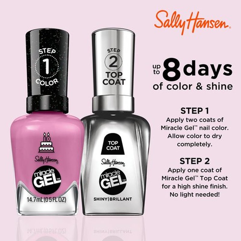 Sally Hansen Miracle Gel™, One Gel of a Party Friggin' Love Hue, Long Lasting, Gel-Like Formula, No UV Lamp Needed, Pink Nail Polish