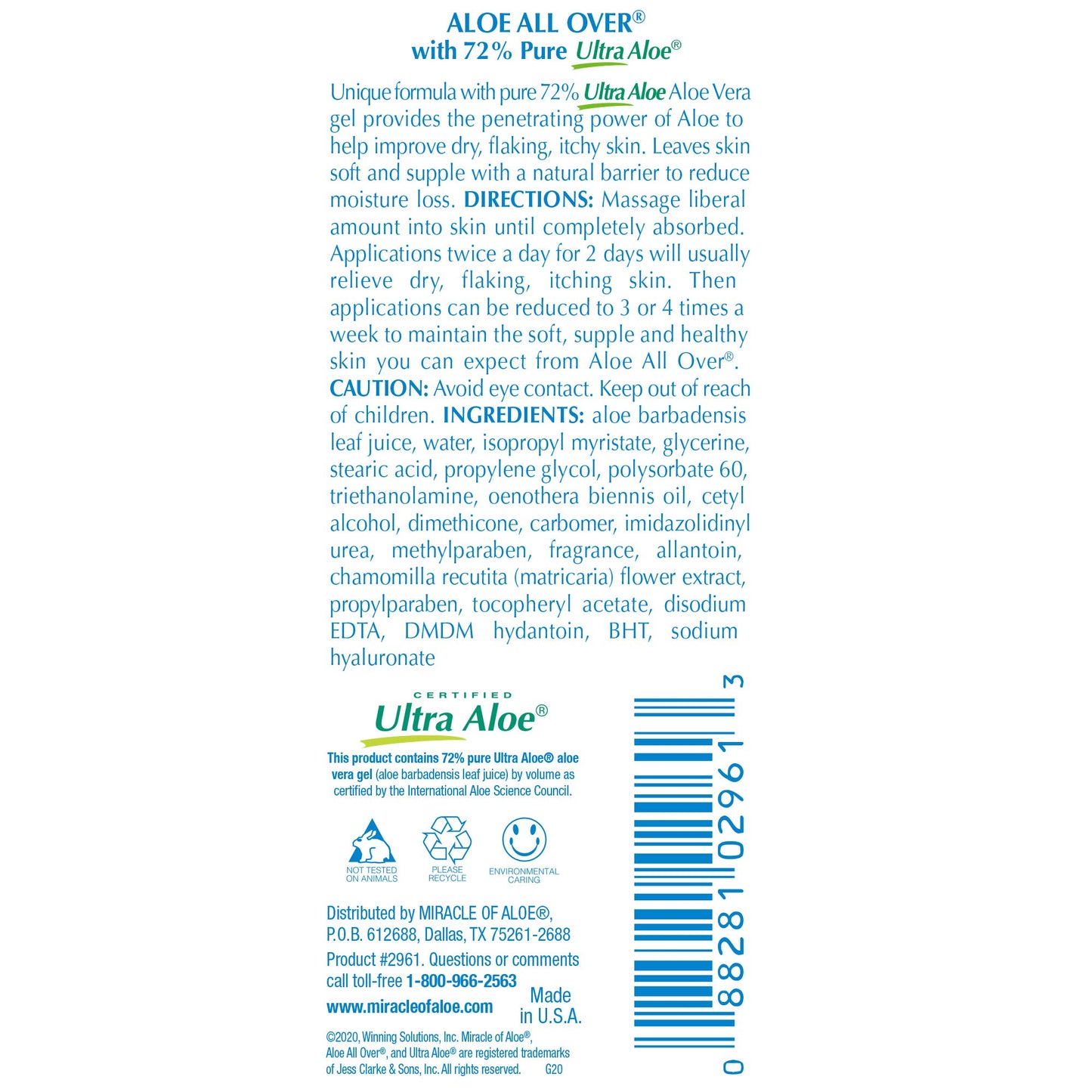 Miracle of Aloe’s Aloe All Over Super Moisturizing Dry Skin Lotion (2-Pack, 4 oz) - Made with 72% UltraAloe Aloe Vera Gel. Safe for Everyone: Men, Women, Kids. Ends Flaking and Restores Dry Skin Fast