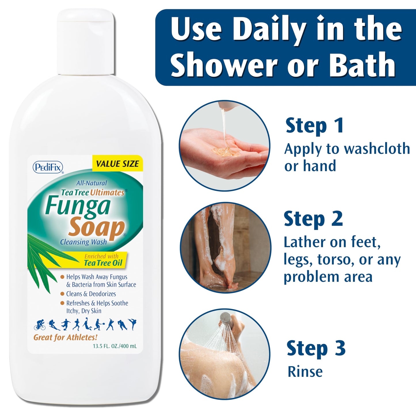 Pedifix FungaSoap Tea Tree Foot & Body Cleansing Wash, 13.5 fl oz