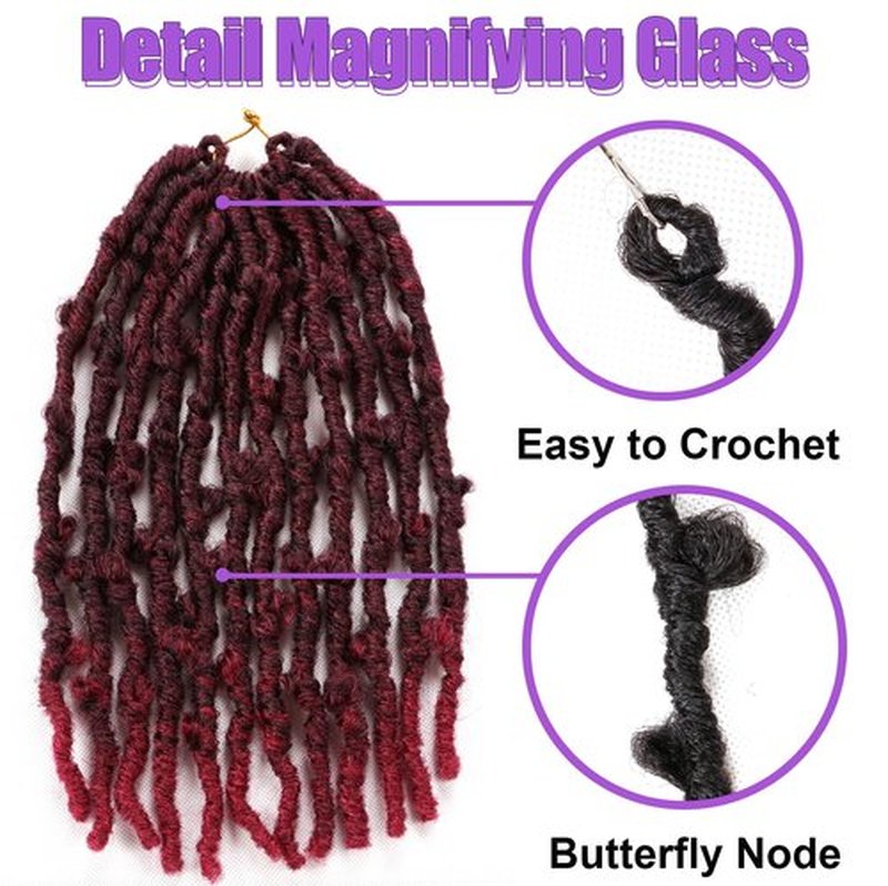 Butterfly Locs Crochet Hair-7 Packs Faux Locs Crochet Hair 12 Inch Distressed Soft Locs Crochet Hair For Black Women (12 Inch(Pack of 7), TBurgundy)