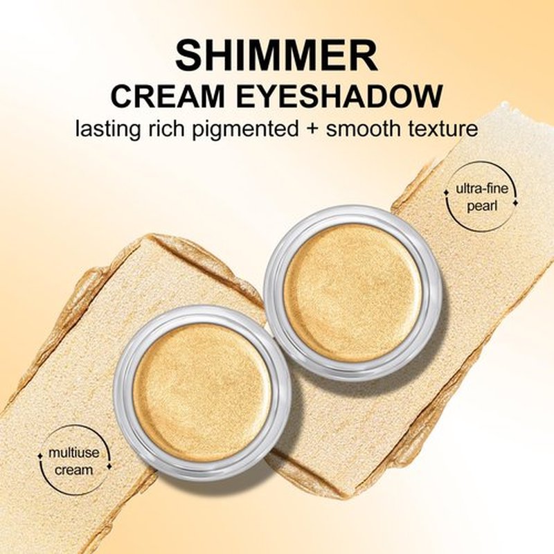 KYDA Gold Shimmer Cream Eyeshadow, Smooth Ice Cream-like Texture, Lasting High Pigmented Creamy Formula, Blendable Shimmer Finish, Face & Eyes Highlighter, Multiuse Shimmer Cream
