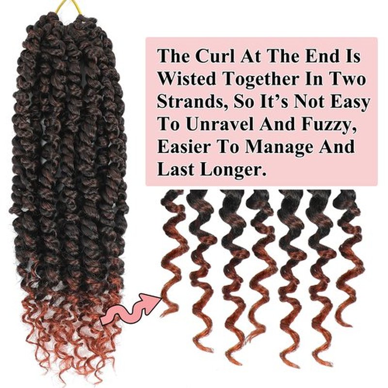 Alrence Passion Twist Crochet Hair 8 Packs Pre twisted Passion Twist Hair For Women Soft Bohe Pre-looped Crochet Braids (14 Inch (Pack of 8), 1B/350)