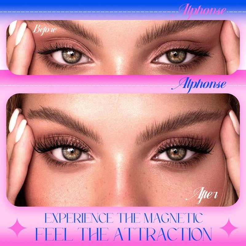 Reusable Magnetic Eyelashes without Eyeliner Cat Eye Magnetic Lashes with Clamp Natural Glueless False Eyelashes with Applicator ALPHONSE pestañas postizas magneticas