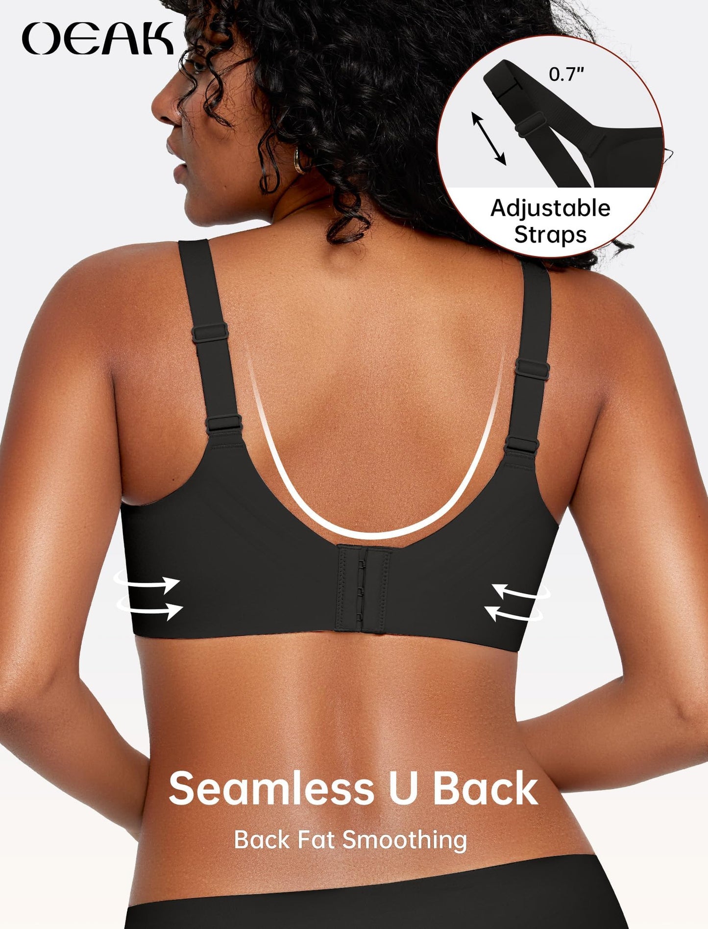 OEAK Womens Wireless Seamless Bras Jelly Full Coverage Supportive Bra Push Up Plus Size Everyday Bra Comfortable Tshirt Bras