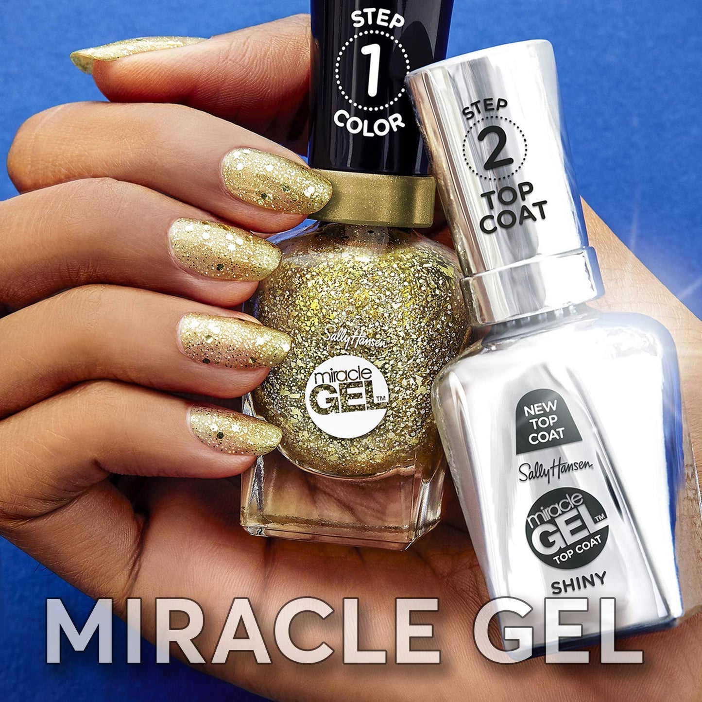 Sally Hansen Miracle Gel Nail Polish - Onyx-pected #849 with Shiny & Matte Top Coat Trio