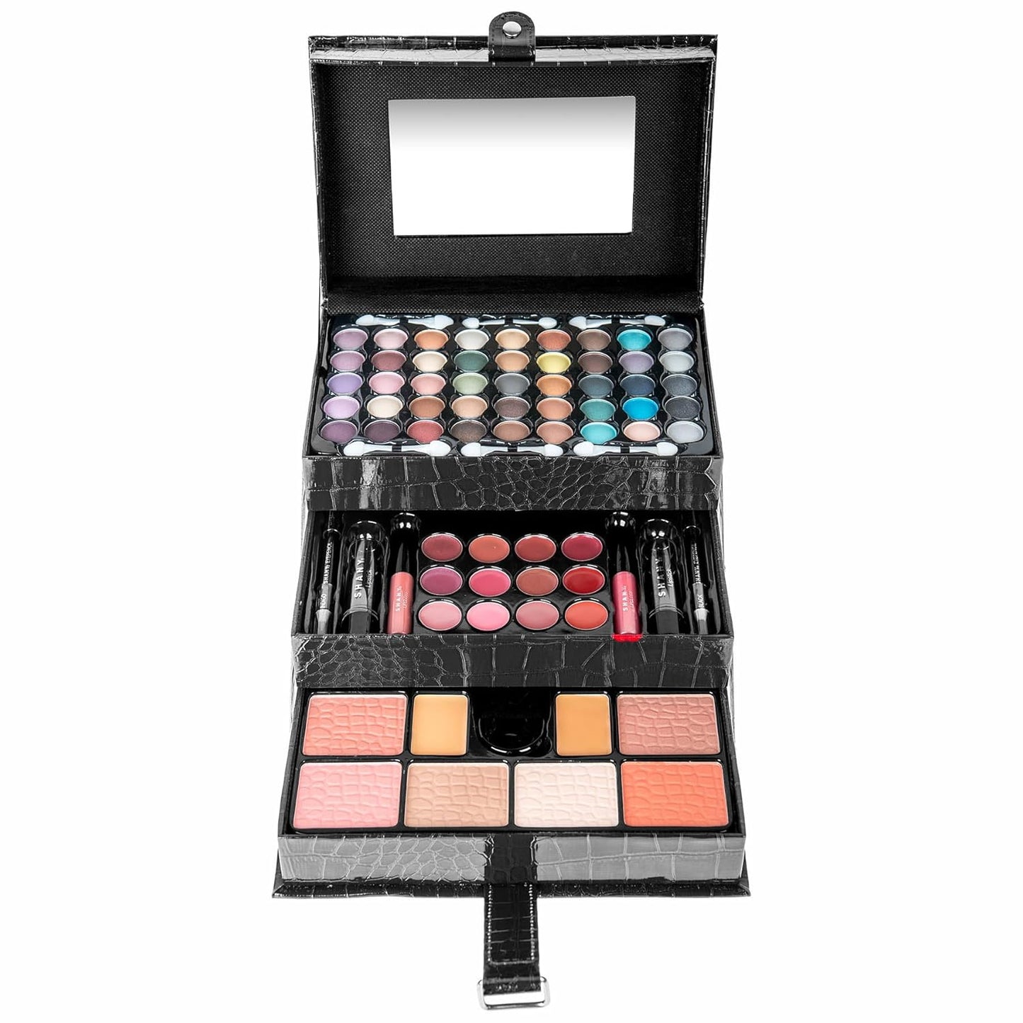 SHANY All In One Makeup Set, Eyeshadow, Blushes, Face Powder, Lipstick, Eye liners, Make up Pencils and Cosmetics Mirror - Makeup Kit With Reusable Storage Beauty Box - Red