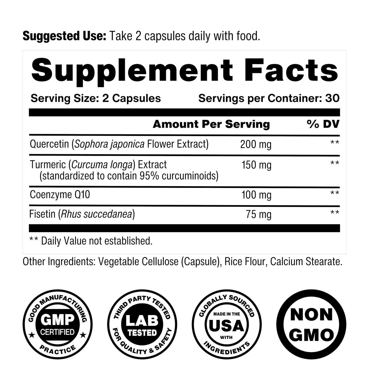 Celly Senolytic Complex | Longevity Supplement for Healthy Aging and Cellular Health with Quercetin and Fisetin | Targets Senescent Cells | 30 Servings | Non-GMO & 3rd Party Tested