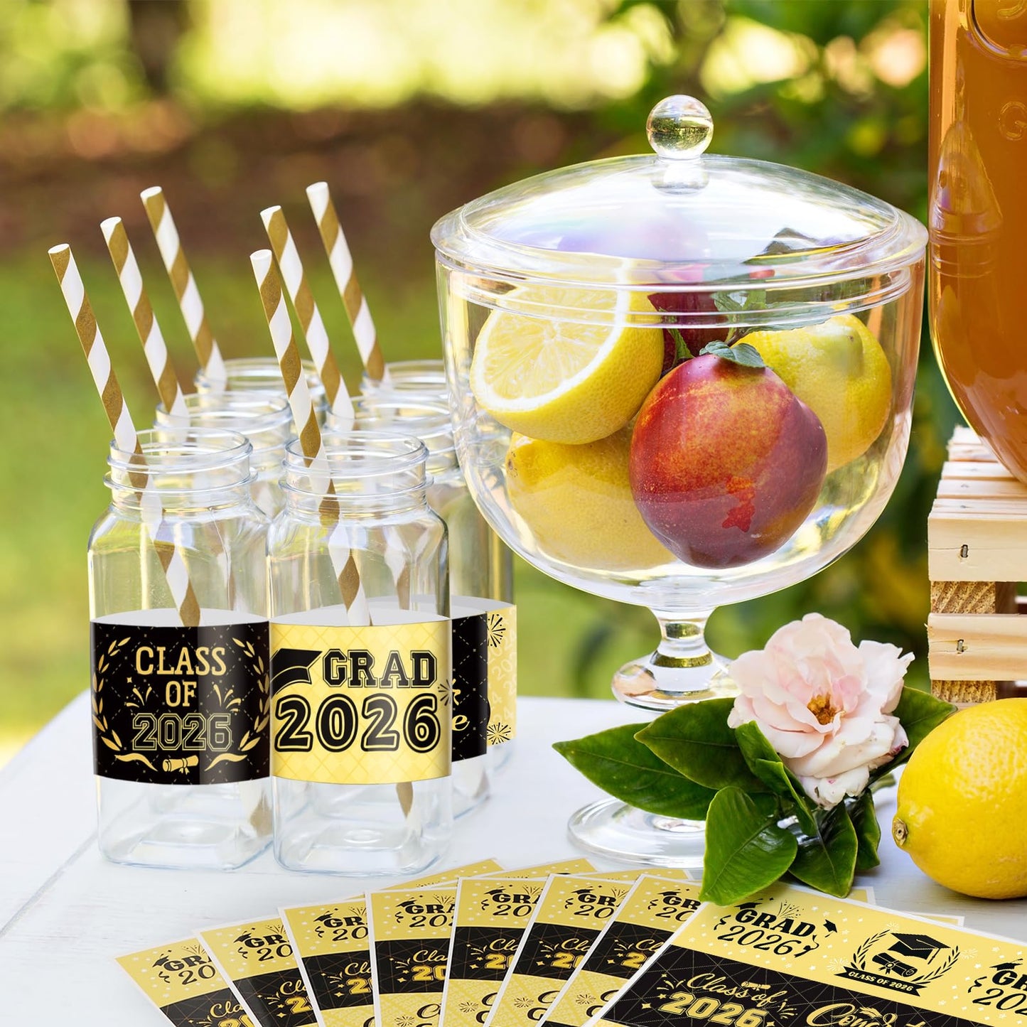 2026 Graduation Water Bottle Labels, 40pcs Graduation Decorations Class of 2026 Personalized Stickers for Bottles, Graduations Favors Party Supplies Decors for High School College (Gold)