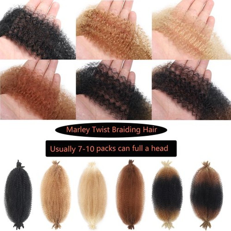 Afro Twist Hair Springy Twist Hair Marley Twist Braiding Hair Springy Afro Twist Hair 14 Inch 7Packs Pre Separated Wrapping Hair for Soft Locs Fluffed Kinky Twist Hair (1B,7 Packs)