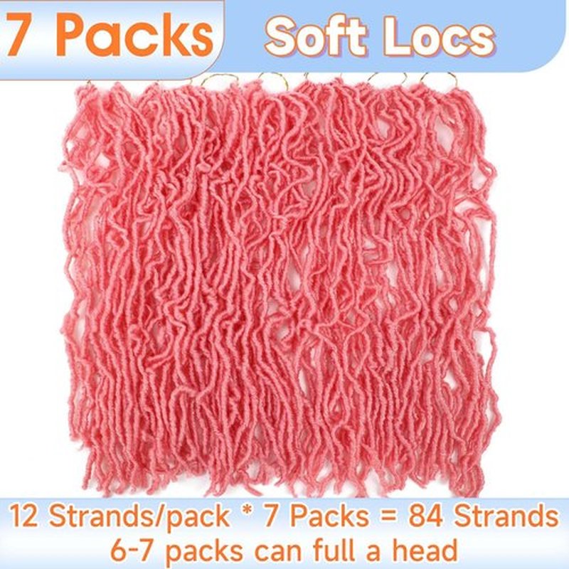 Pink Soft Locs 22 Inch Faux Locs Crochet Hair 7 Packs Faux Locs Hair Goddess Locs Crochet Braids For Black Women Pre Looped Butterfly Locs Crochet Hair Braids Extensions(22inch, 7 Packs, Pink)