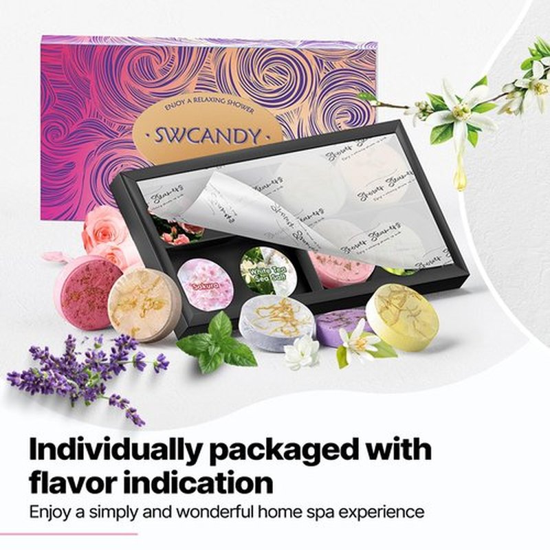 Shower Steamers Aromatherapy SWCANDY 8 Pack Valentines Day Gifts for Women, Her, Mom, Men Natural Essential Oil Home Spa Self Care Stress Relief Relaxation Bath Bombs Mothers Day Gifts Wife Him Flower