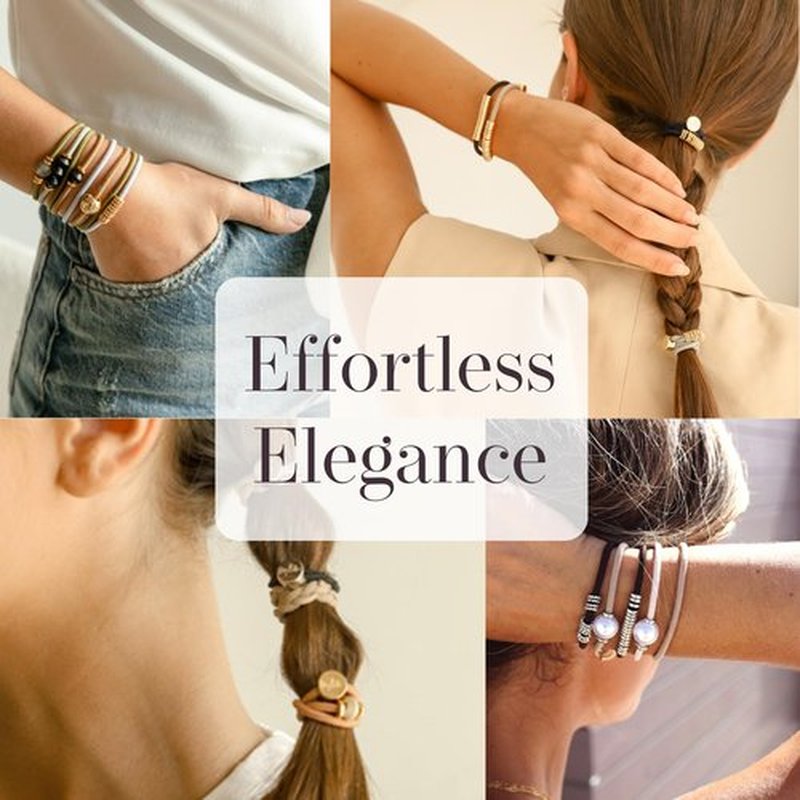 By Lilla Hair Ties - No-Damage Hair Accessories + Bracelets for Women - Luxury Fashion Stacks in Gold, Silver, and Beads - Shaker (Pack of 2)