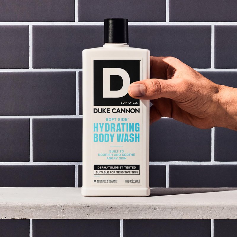 Duke Cannon Supply Co. Soft Side Hydrating Body Wash for Men – 18 oz Moisturizing Shower Gel, 3-Pack, Shea Butter & Oat Protein, Black Tea & Sandalwood Scent