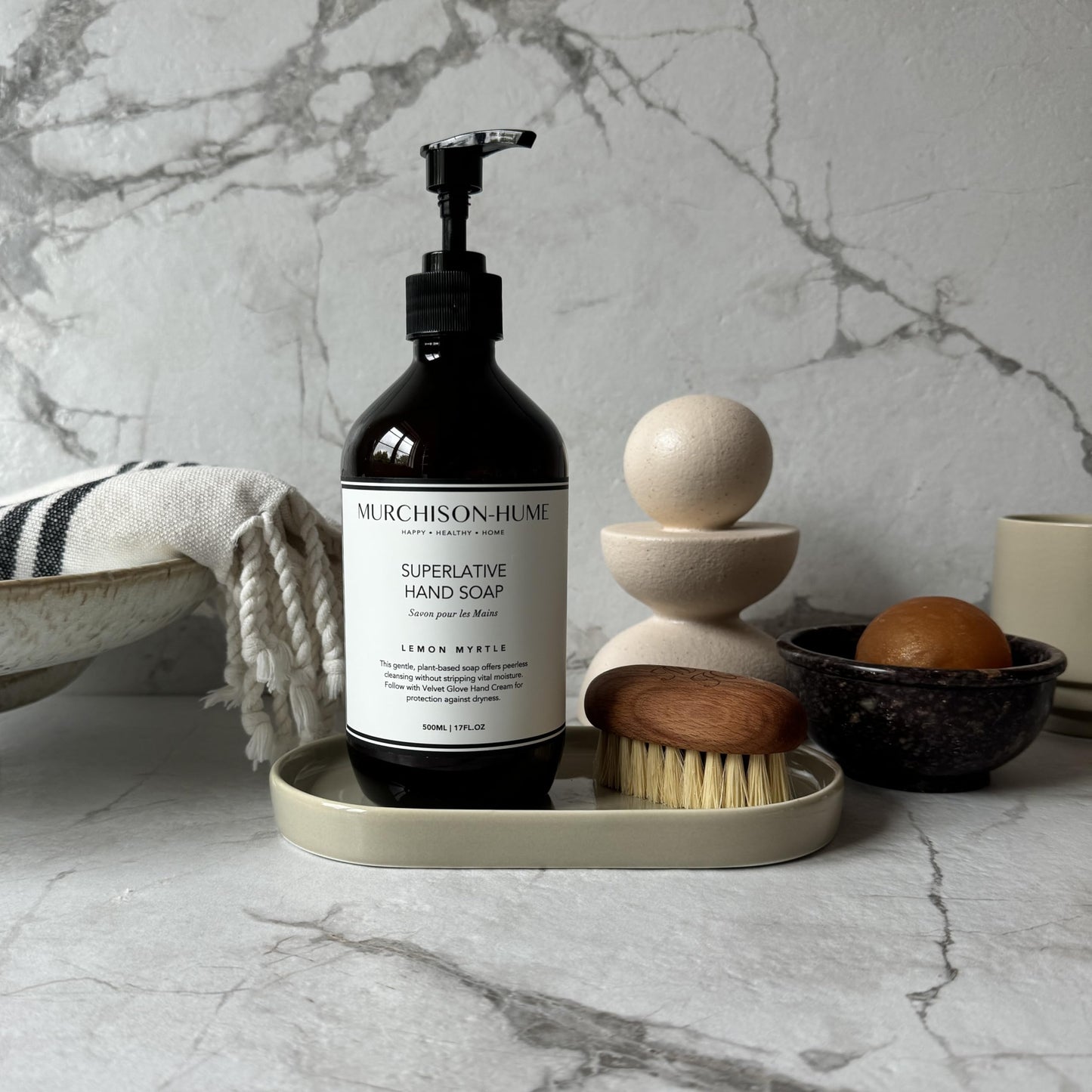 Murchison-Hume Lemon Myrtle Hand Soap | Superlative Plant-Based Formula with Elegant Refillable Pump Dispenser | Soft & Hydrated Hands | SLS-Free, Paraben-Free & Cruelty-Free | 16 fl oz