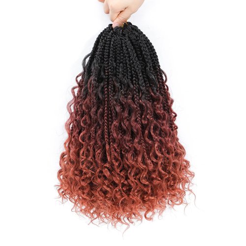 Karida 9 Packs Goddess Box Braids Crochet Hair 12 Inch, Boho Box Braids Crochet Hair For Black Women, Pre Looped Bohemian Box Braids Crochet Hair With Curly Ends (12 Inch, 1B/530/350#)