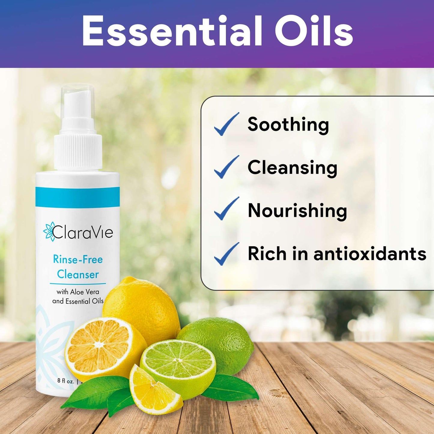 Gentell Select ClaraVie Rinse Free Body Wash and Shampoo and Perineal Cleanser - 8 oz No Rinse Body Wash for Elderly - 3 in 1 Formula with Essential Oils - Moisturizing and Soothing for Fragile Skin