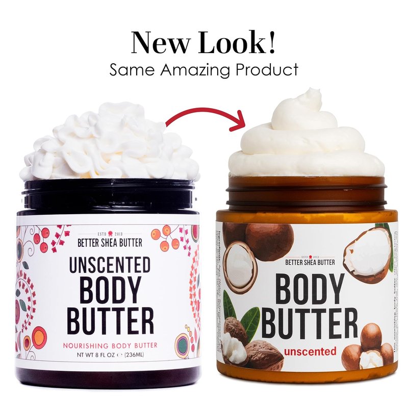 Unscented Body Butter for Dry Skin - Deep Moisturizer with Raw Shea Butter & Jojoba Oil | 8 oz