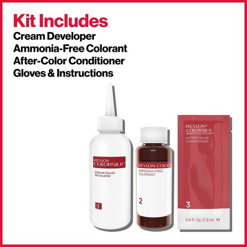 Revlon Permanent Hair Color, Permanent Hair Dye, Colorsilk with 100% Gray Coverage, Ammonia-Free, Keratin and Amino Acids, 33 Dark Soft Brown, 4.4 Oz (Pack of 3)