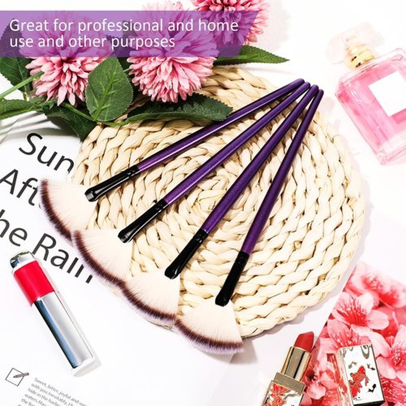 9 Pieces Facial Brushes Fan Mask Brushes, Soft Facial Applicator Brushes Tools for Peel Glycolic Mask Makeup for Mud Cream (Purple and Black)