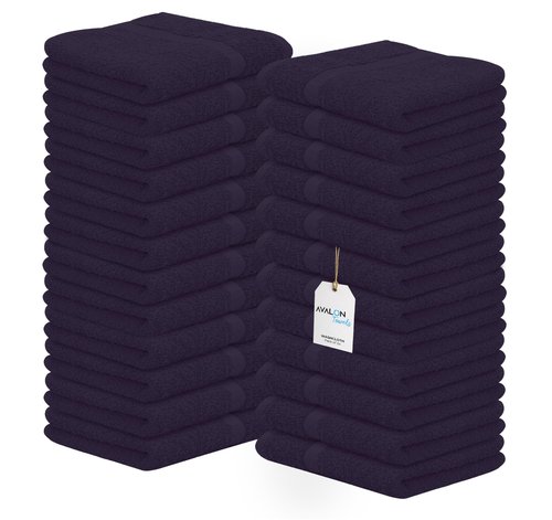 Avalon Towels Cotton Washcloths – (Pack of 24) Size 12x12 Inches, 100% Ring Spun Cotton, Soft & Absorbent Face Towels, Gym Towels, Hotel and Spa Quality, Reusable Fingertip Towels (Plum)