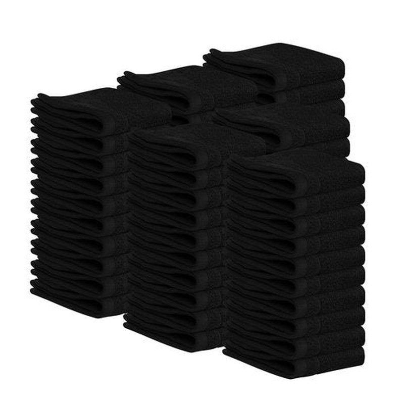 Tens Towels 60 Pack Cotton Washcloths, 12 x 12 in, Ultra Soft, Gentle, Absorbent and Durable Face Towels, Luxurious Hotel Quality, Ultimate Comfort, Perfect for Home, Gym, Spa (Black)