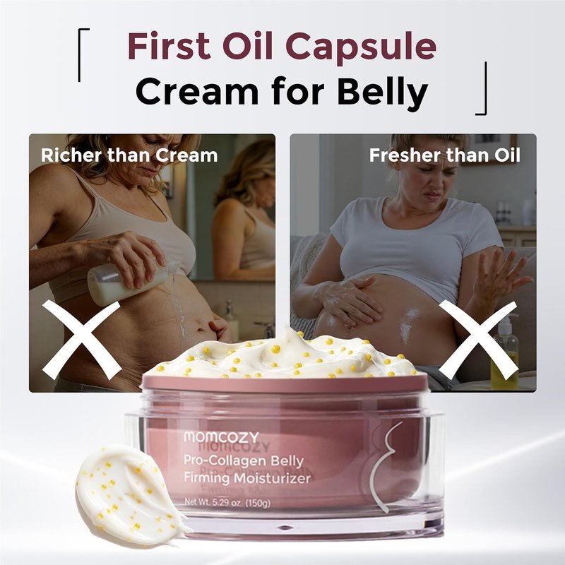 Momcozy Stretch Mark Cream - EWG Verified Pregnancy Moisturizer with 4x Peptides & Centella Oil | 5.29 oz (150g)