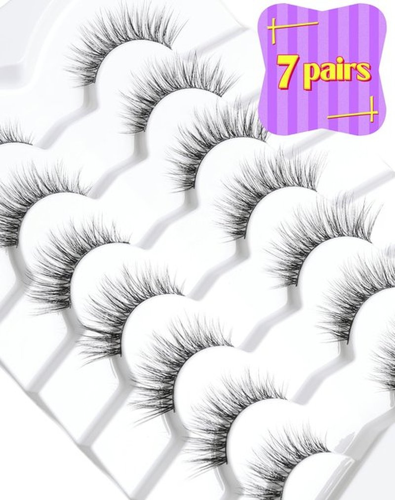 Onlyall Natural Lashes Wispy Lashes Natural Look False Eyelashes Natural Flared Eyelashes False Eye Lashes Soft Fluffy Lashes 7 Pairs D12 Flirty-13mm