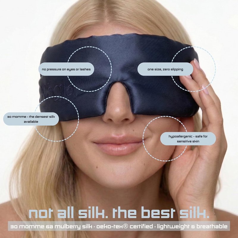 30 Momme Mulberry Silk Sleep Mask - Luxury Eye Mask with Adjustable Strap, Hypoallergenic & Breathable | Black