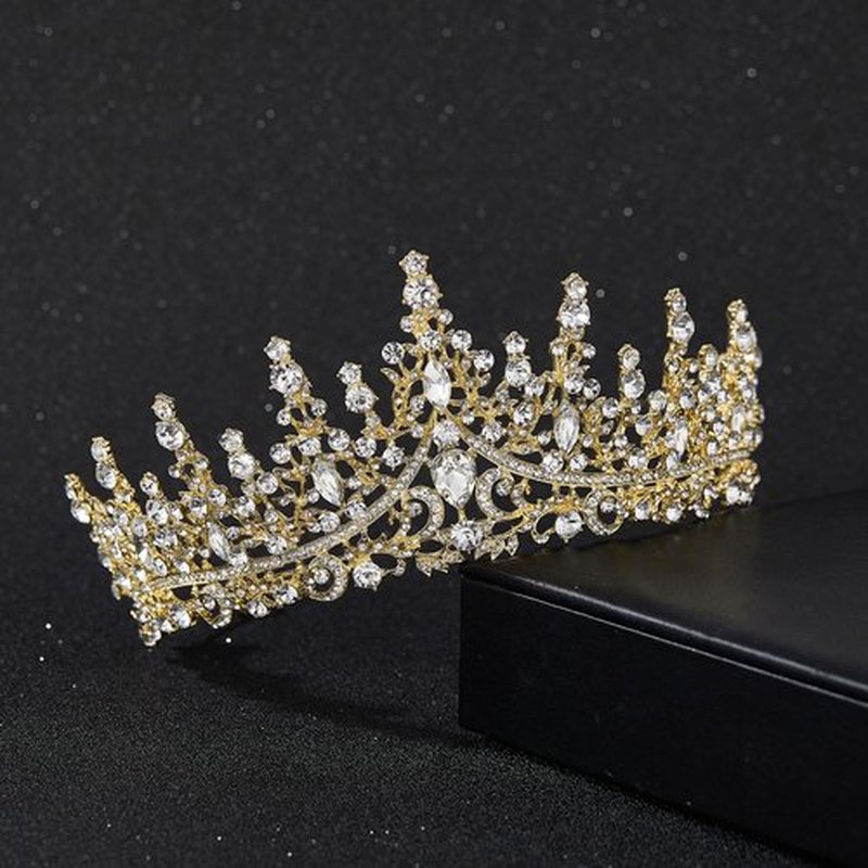 SWEETV Gold Princess Tiara for Women Girls,Royal Queen Tiara, Wedding Tiara for Bride,Crystal Hair Accessories for Quinceanera Pageant Prom Birthday