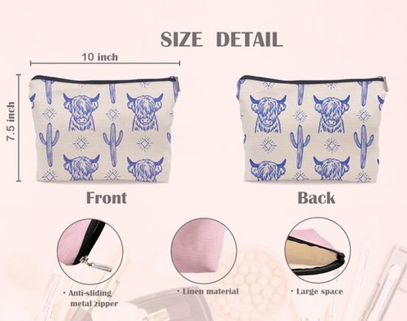 Lacosu Western Makeup Bag,Western Gifts For Women,Cow Makeup Bag,Cowgirl Stuff,Western Stuff For Women,Western Gifts,Cowgirl Gifts(COW J)