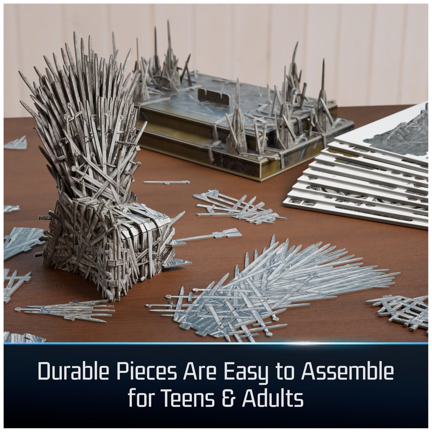 4D Build, Game of Thrones Iron Throne 3D Model Kit, GOT Collectibles & Desk Décor, Adult Puzzles for Fantasy Book GOT Fans, 3D Puzzles for Adults & Teens, 219 Pieces, for Ages 12 & Up