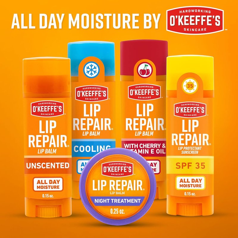 O'Keeffe's Lip Repair Balm - Cherry & Vitamin E Moisturizer for Extremely Dry Lips | Twin Pack