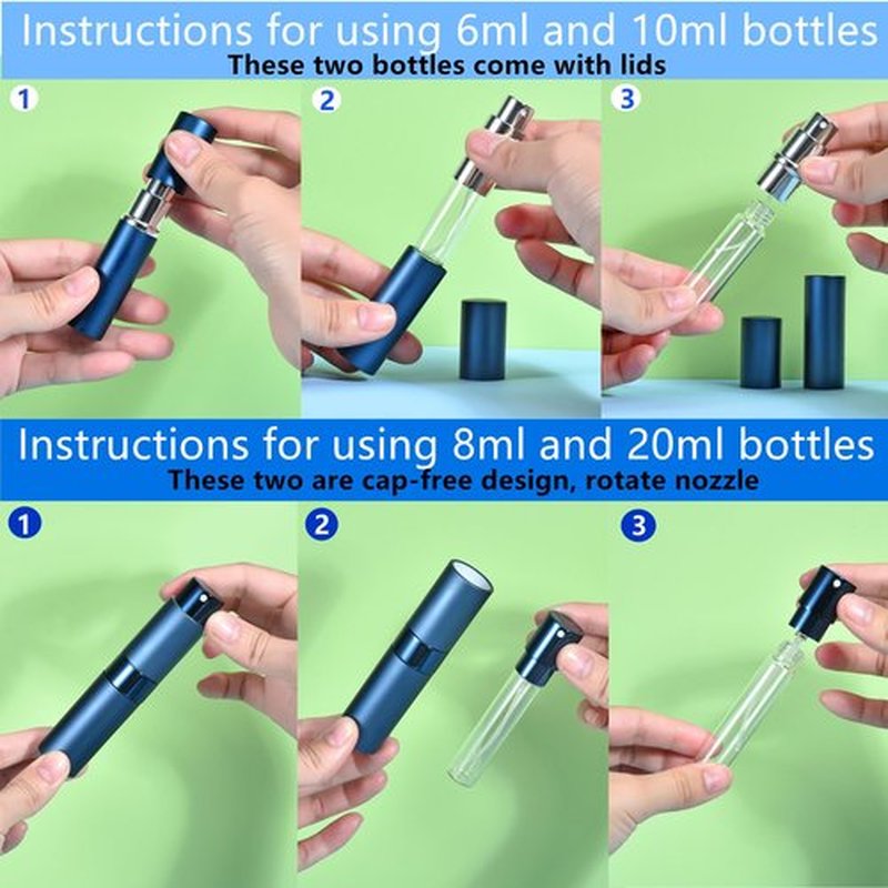 Yikimyfo 4 Pcs Atomizer Sprayer for Perfume, 6/8/10/20ml Perfume Refill Bottle Cologne Travel Bottle Refillable Perfume Bottle Fine Mist Fragrance Atomizer Perfume Spray Bottle for Travel
