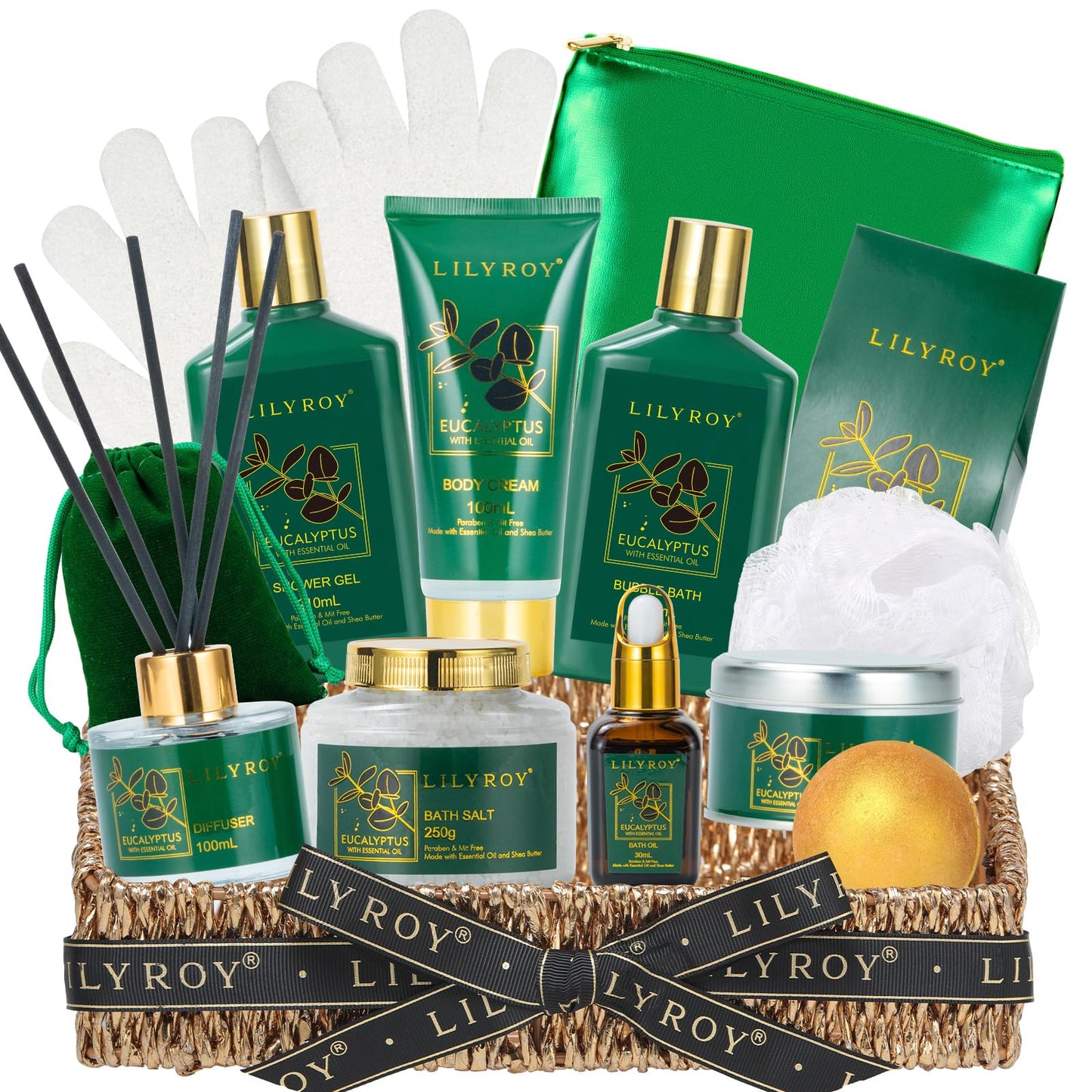 Eucalyptus Spa Bath Gift Set, 15Pcs Premium Spa Gift Baskets for Women & Men